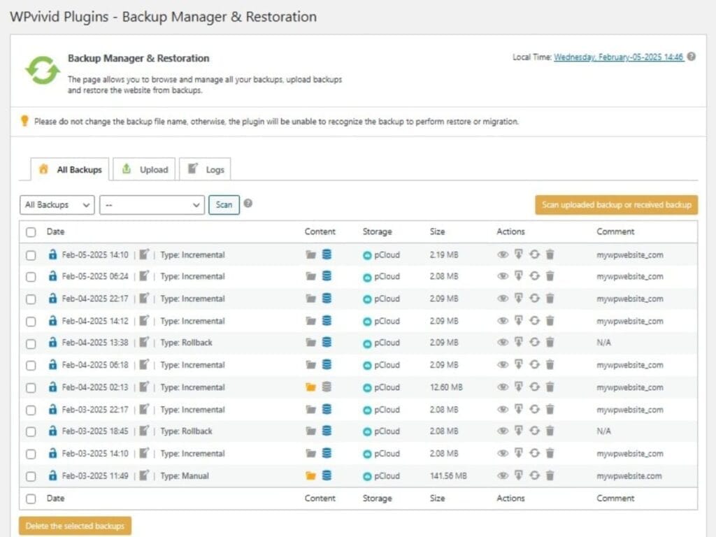 backup security of wordpress