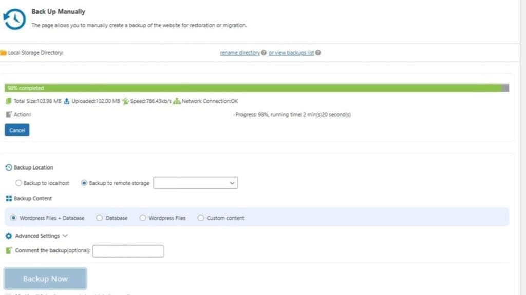 backup site before squirrly seo plugin install
