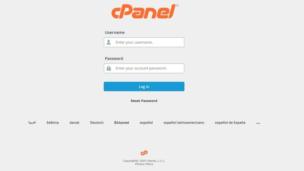 first step to install wordpress from cpanel is to logon to cpanel