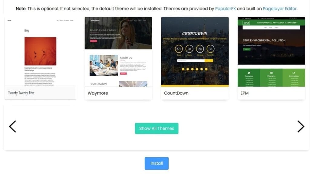 first tapping to install wordpress theme