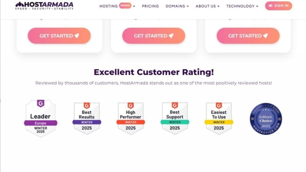host armada meets website hosting requirements