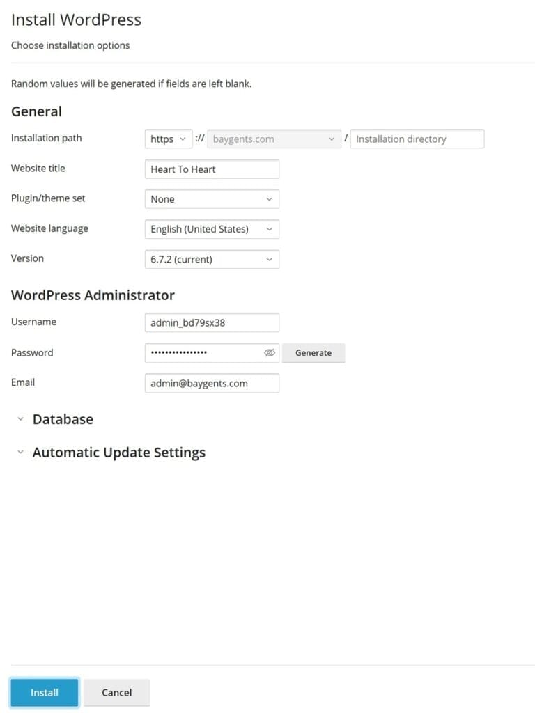 install wordpress general settings and wordpress administrator settings