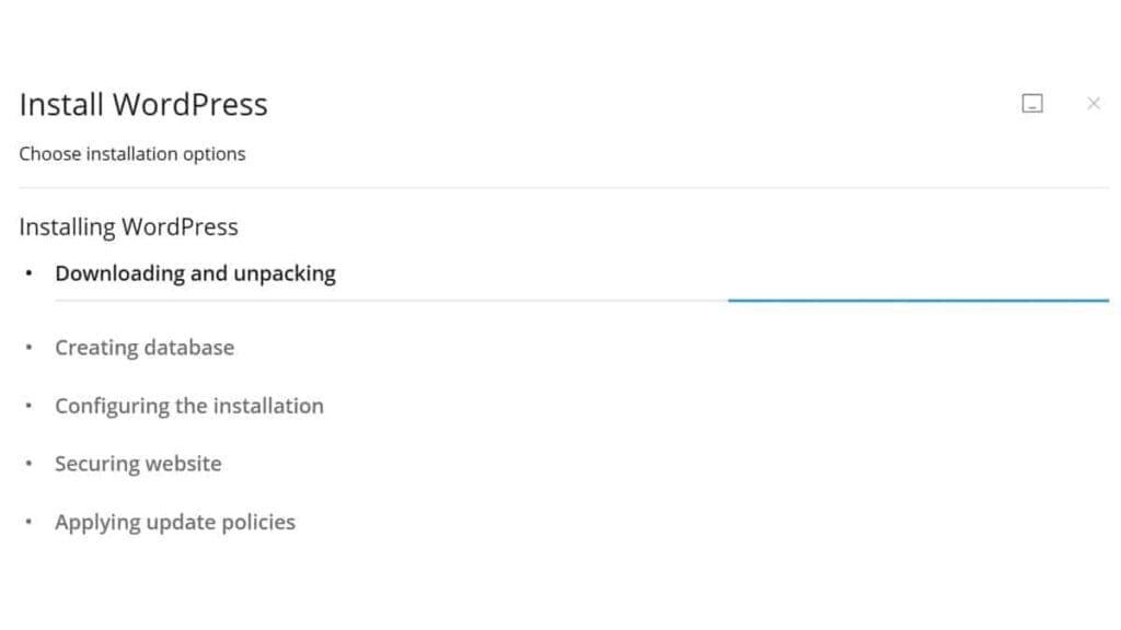installing wordpress processes running