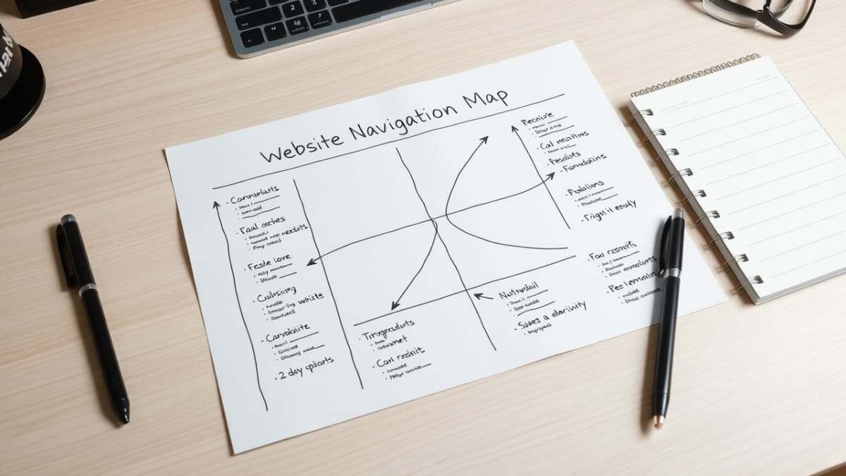 website navigation map defining landing pages
