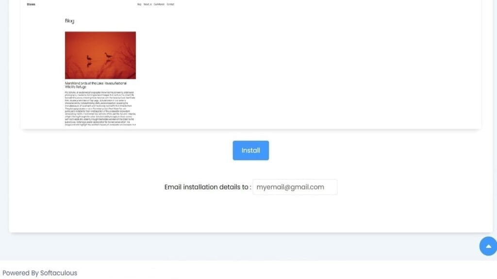 populate email address just before tapping to install wordpress using softaculous cpanel