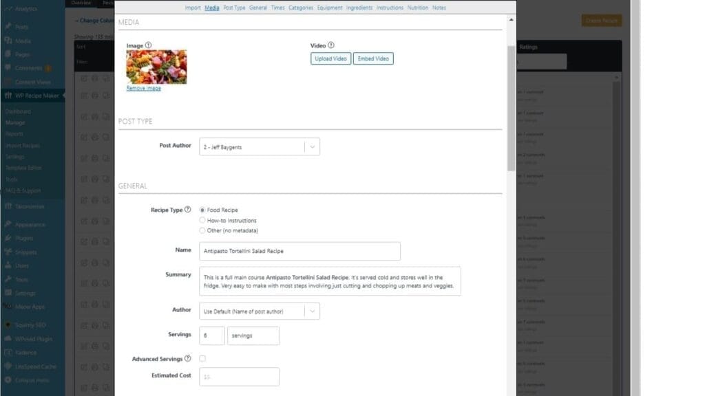 recipe blog post examples of specialty insertion checklist