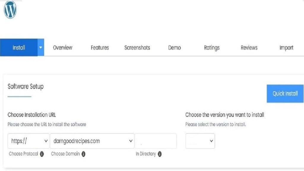 software setup section starts how to install wordpress using softaculous