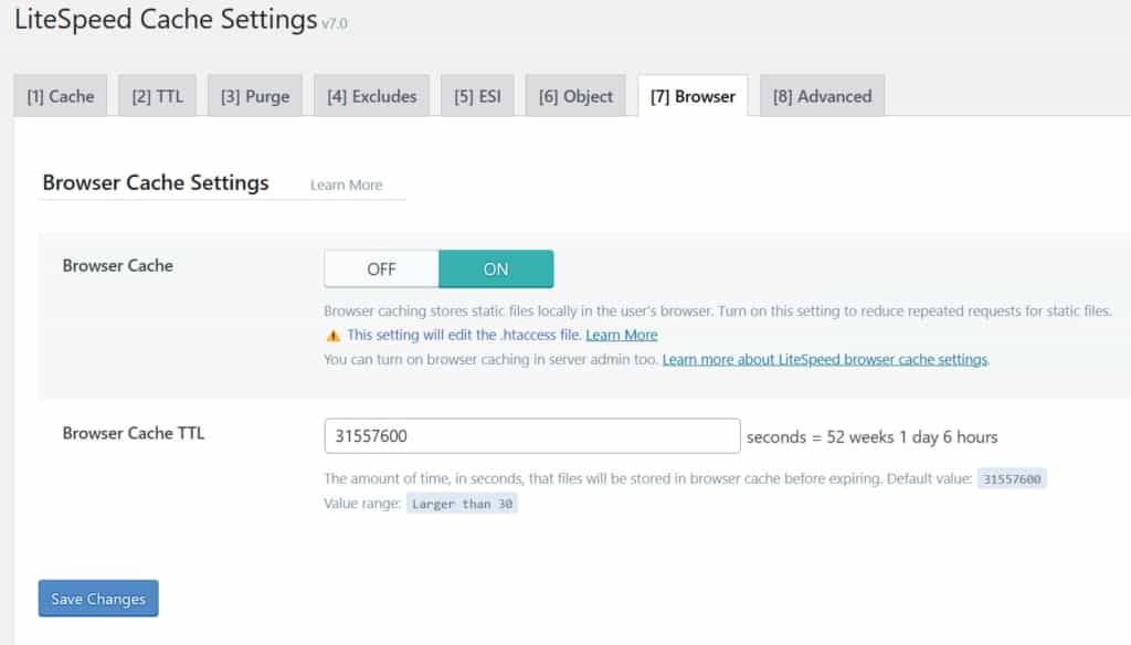 tab browser best litespeed cache settings