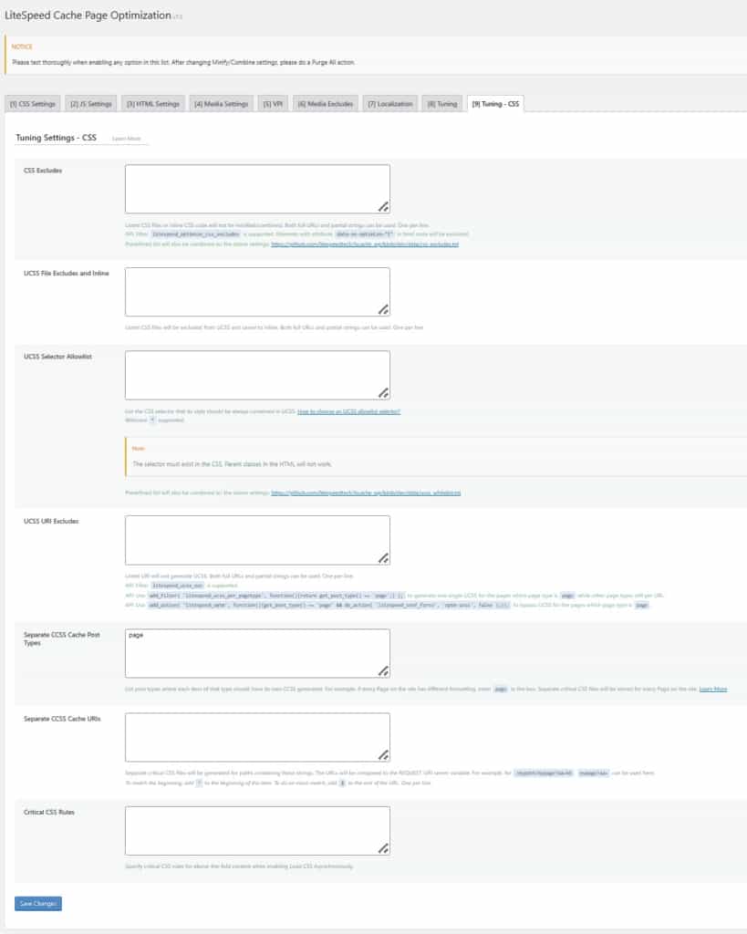 tab tuning css to setup lscwp