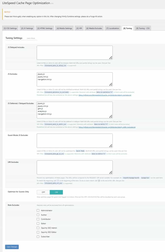 tab tuning for special detailing of ls caching rules
