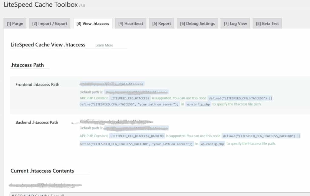 tab view htaccess for reviewing htaccess file contents
