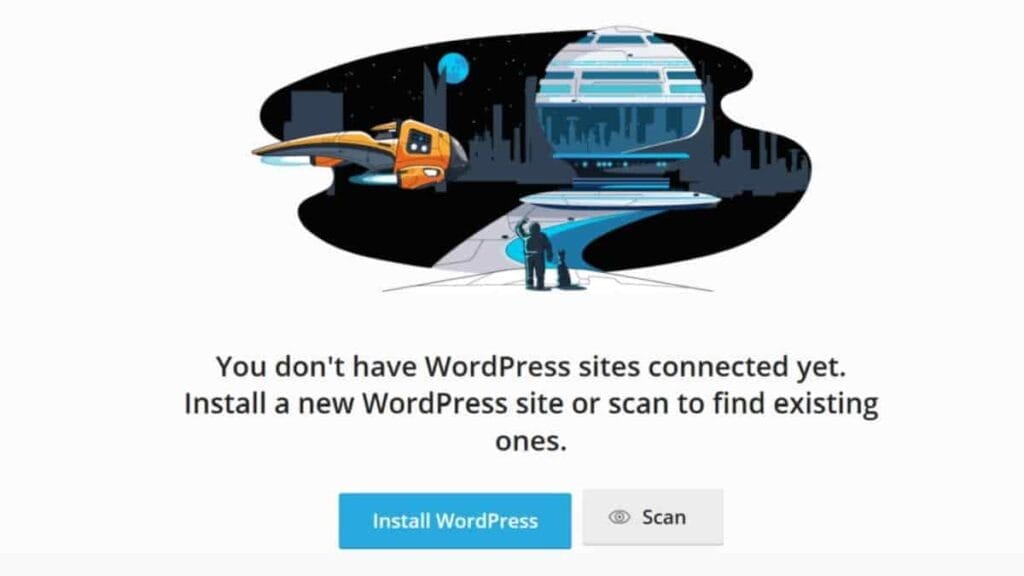 tap button install wordpress to go to 1 click wordpress install screen