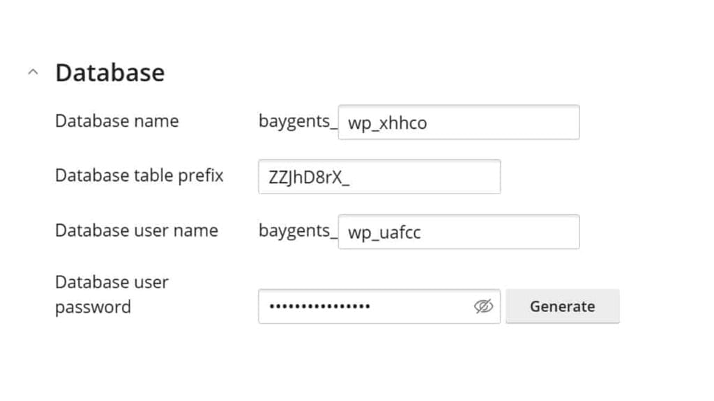 wordpress database setup and create admin user in wordpress database