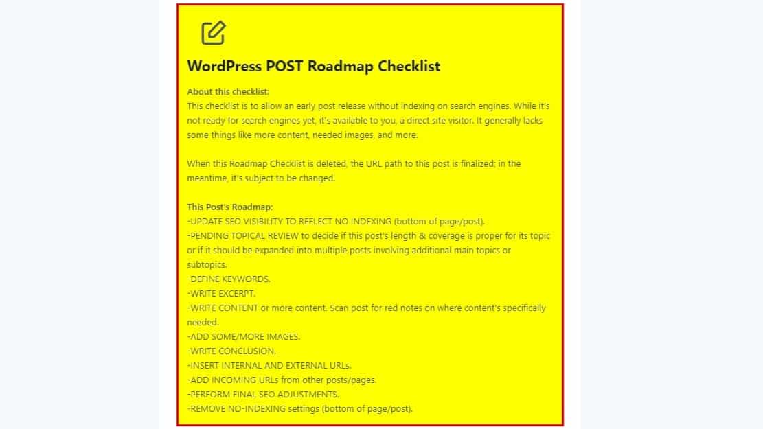 wordpress post roadmap checklist