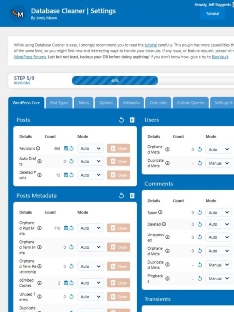 wp plugin list includes wp database optimization plugins